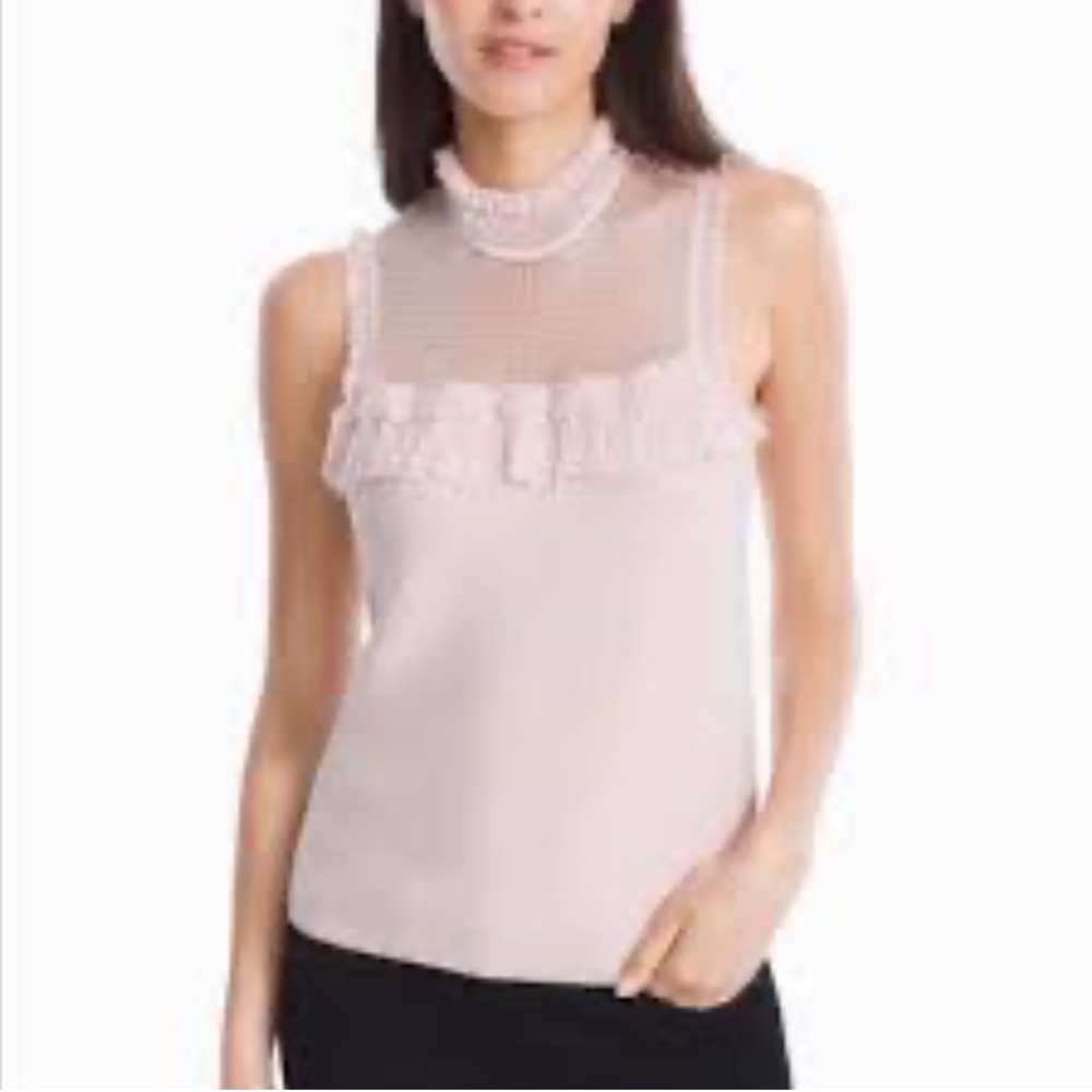 White House Black Market sleeveless high neck ruffle pullover sweater size M